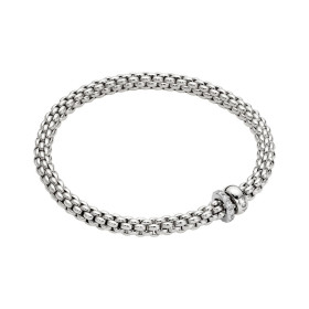 Weißgold, Armschmuck, FOPE Solo Flex'it Armband mit zwei Rondellen und Pavé-Fassung 62406BX_PB_B_BBX_0XS