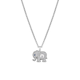         Weißgold, Halsschmuck, Chopard Happy Diamonds Elefant Anhänger mit Halskette 79A189-1201
