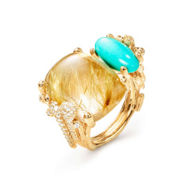 Gelbgold, Ringe, Ole Lynggaard Copenhagen BoHo Doppelring mit Diamant-Pavé, Ref: A3205-409