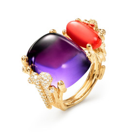 Gelbgold, Ringe, Ole Lynggaard Copenhagen BoHo Doppelring mit Pavébesatz A3205-404
