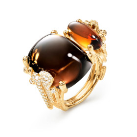 Gelbgold, Ringe, Ole Lynggaard Copenhagen BoHo Doppelring mit Pavébesatz A3205-410
