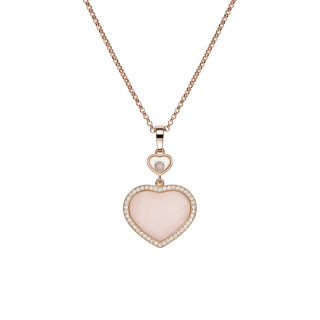 Roségold, Halsschmuck, Chopard Happy Hearts Anhänger mit Halskette, Ref: 79A074-5620