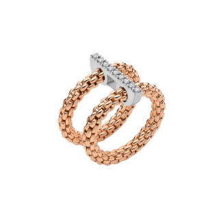 Roségold, Ringe, FOPE Prima doppelter Mesh-Ring mit Diamantpavé, Ref: 74008AX_BB_R_XBX_0XL
