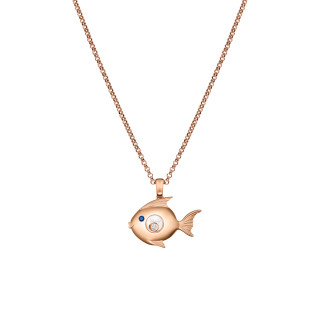 Roségold, Halsschmuck, Chopard Happy Diamonds Fish Anhänger mit Halskette, Ref: 79A205-5001
