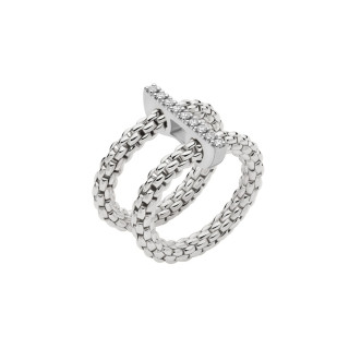 Weißgold, Ringe, FOPE Prima doppelter Mesh-Ring mit Diamantpavé, Ref: 74008AX_BB_B_XBX_0XS