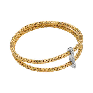 Gelbgold, Armschmuck, FOPE Prima doppeltes Mesh-Armband mit Diamantpavé, Ref: 74008BX_BB_G_XBX_00M