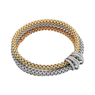 Gelbgold &amp;amp; Roségold &amp;amp; Weißgold, Armschmuck, FOPE Eka Flex'it Armband mit Diamantpavé, Ref: 65106BX_PB_4_XBX_00L