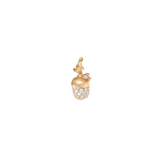 Gelbgold, Halsschmuck, Ole Lynggaard Copenhagen Forest Acorn Anhänger klein mit Diamant-Pavé, Ref: A2831-401
