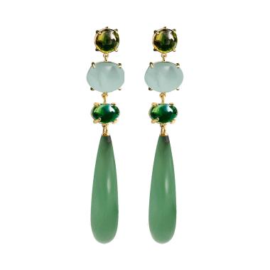 Ohrringe, Gelbgold, Ole Lynggaard Copenhagen Lotus Aqua Ohrhänger