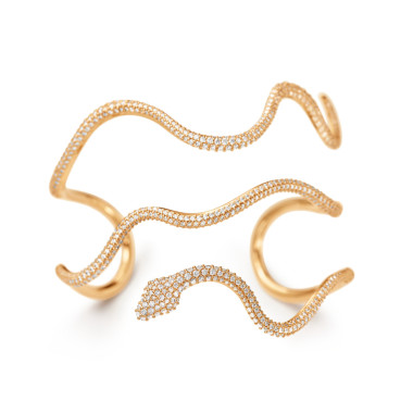         Gelbgold, Armschmuck, Ole Lynggaard Copenhagen Snakes-Armreif In Pavé-Fassung