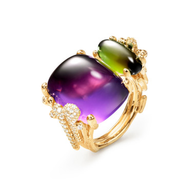 Ringe, Gelbgold, Ole Lynggaard Copenhagen BoHo Doppelring mit Pavébesatz