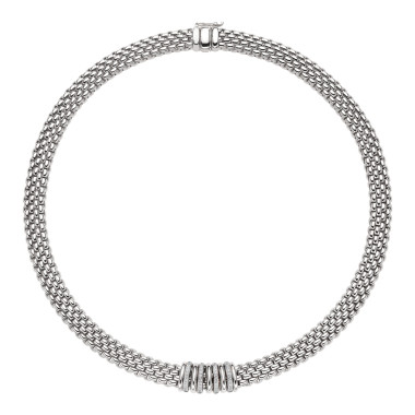 Halsschmuck, Weißgold, FOPE Panorama Collier mit Diamanten