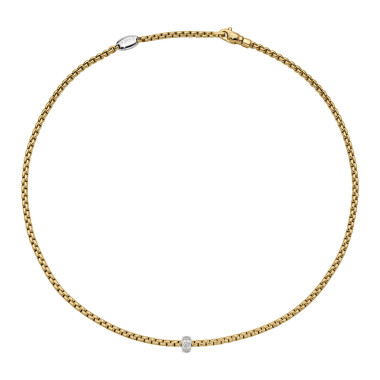         Gelbgold, Halsschmuck, FOPE Eka Halskette mit Diamanten in Rautenfassung