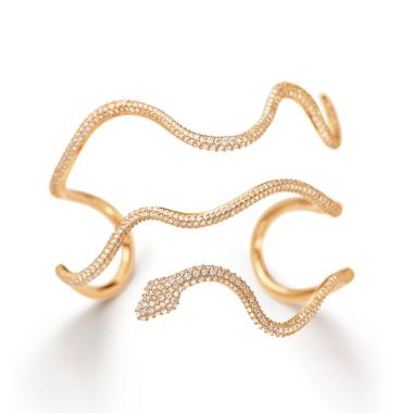 Armschmuck, Gelbgold, Ole Lynggaard Copenhagen Snakes-Armreif In Pavé-Fassung