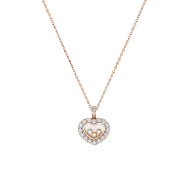 Halsschmuck, Roségold, Chopard Happy Diamonds Icons Joaillerie Halskette mit Anhänger
