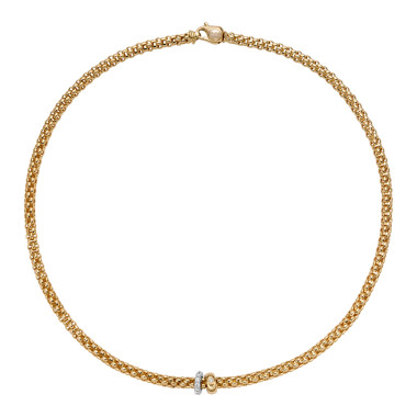 Halsschmuck, Weißgold, FOPE Solo Flex'it Collier mit Diamanten