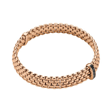 Armschmuck, Roségold, FOPE Panorama Flex'it Armband mit schwarzen Diamanten