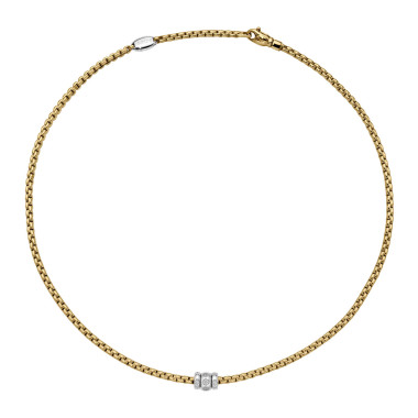         Gelbgold, Halsschmuck, FOPE Eka Halskette mit Diamanten in Rautenfassung