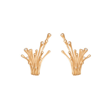         Gelbgold, Ohrringe, Ole Lynggaard Copenhagen BoHo Zweig-Ohrclips mittel