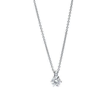 Halsschmuck, Weißgold, Heinz Mayer Solitaircollier 0.10 ct.