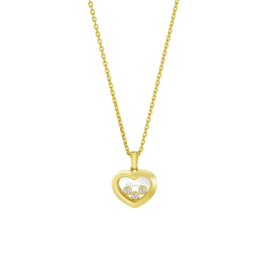 Halsschmuck, Gelbgold, Chopard Happy Diamonds Icons Halskette mit Anhänger