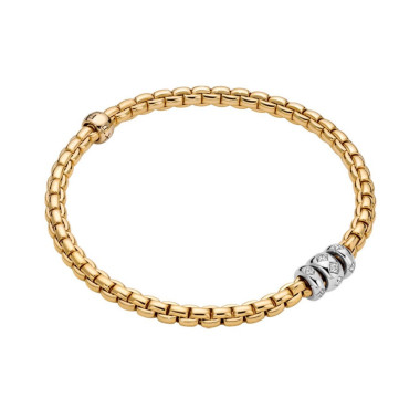         Gelbgold, Armschmuck, FOPE Eka Flex'it Armband mit Diamanten in Rautenfassung