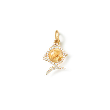         Gelbgold, Halsschmuck, Ole Lynggaard Copenhagen Young Fish Charm mit Diamant-Pavé