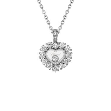 Halsschmuck, Weißgold, Chopard Happy Diamonds Icons Joaillerie Halskette mit Anhänger