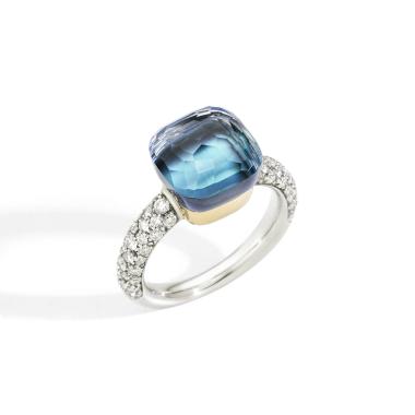 Ringe, Weißgold, Pomellato Nudo Deep Blue klassischer Ring