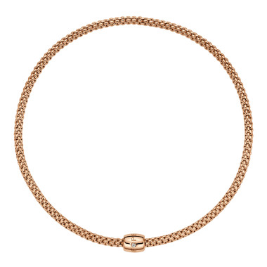 Roségold, Halsschmuck, FOPE Solo Flex'it Halskette mit dekorativem Verschluss