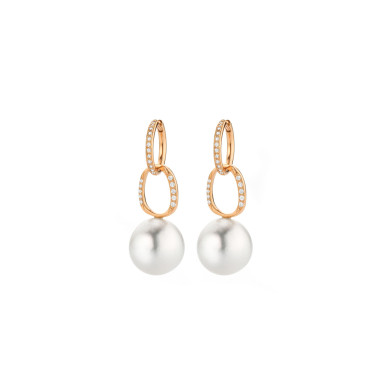 Ohrringe, Roségold, Gellner Modern Classics Creolen mit Einhänger