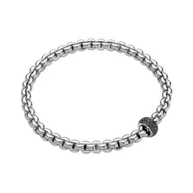 Armschmuck, Weißgold, FOPE Eka Flex'it Armband mit schwarzen Diamanten