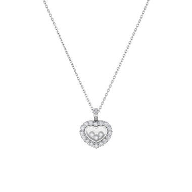         Weißgold, Halsschmuck, Chopard Happy Diamonds Icons Joaillerie Anhänger mit Halskette