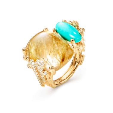         Gelbgold, Ringe, Ole Lynggaard Copenhagen BoHo Doppelring mit Diamant-Pavé