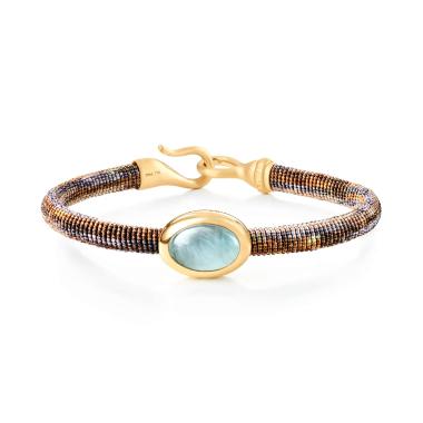 Armschmuck, Textil, Ole Lynggaard Copenhagen Life Armband mit Aquamarin