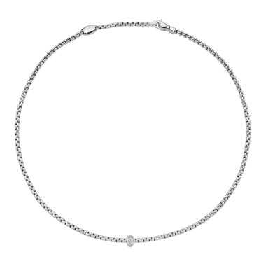 Halsschmuck, Weißgold, FOPE Eka Halskette mit Diamanten in Rautenfassung