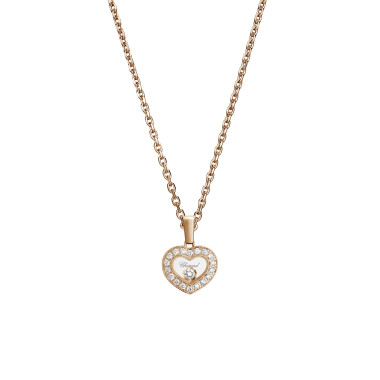 Halsschmuck, Roségold, Chopard Happy Diamonds Icons Anhänger mit Halskette