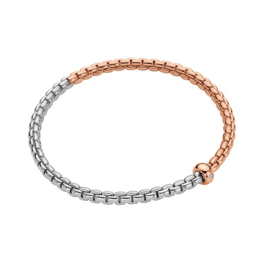 Armschmuck, Weißgold, FOPE Eka Flex'it Armband mit zweifarbigem Geflecht