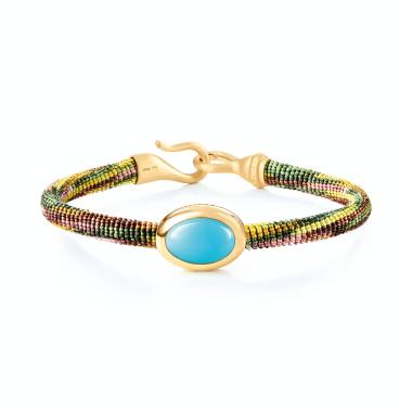 Armschmuck, Textil, Ole Lynggaard Copenhagen Life Armband mit Türkis