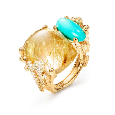 Ringe, Gelbgold, Ole Lynggaard Copenhagen BoHo Doppelring Pavé