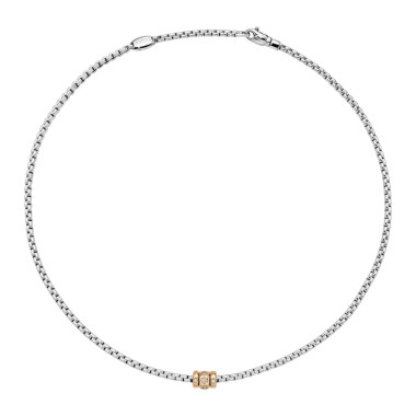         Weißgold, Halsschmuck, FOPE Eka Halskette mit Diamanten in Rautenfassung