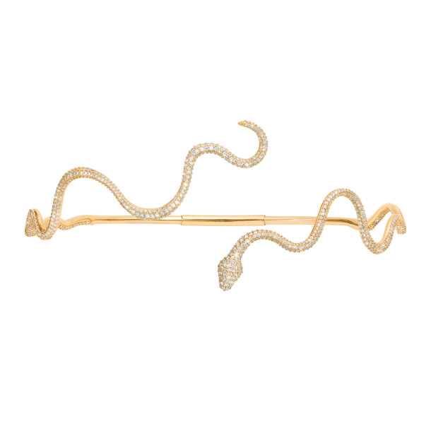         Gelbgold, Halsschmuck, Ole Lynggaard Copenhagen Snakes Halsreif mit Diamant-Pavé