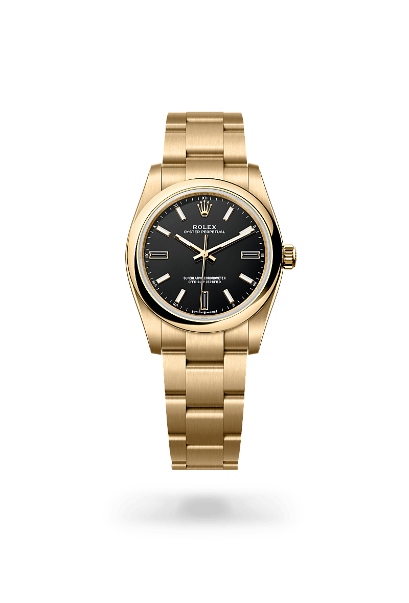 Rolex Oyster Perpetual 34 Herrenuhr (M124208-0001) Oyster, 34 mm, Gelbgold