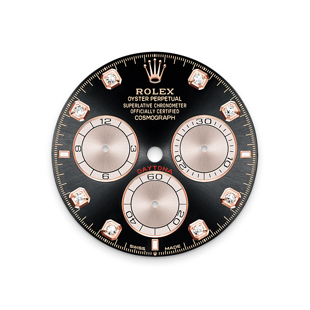 Zifferblatt in strahlend Schwarz und Sundust