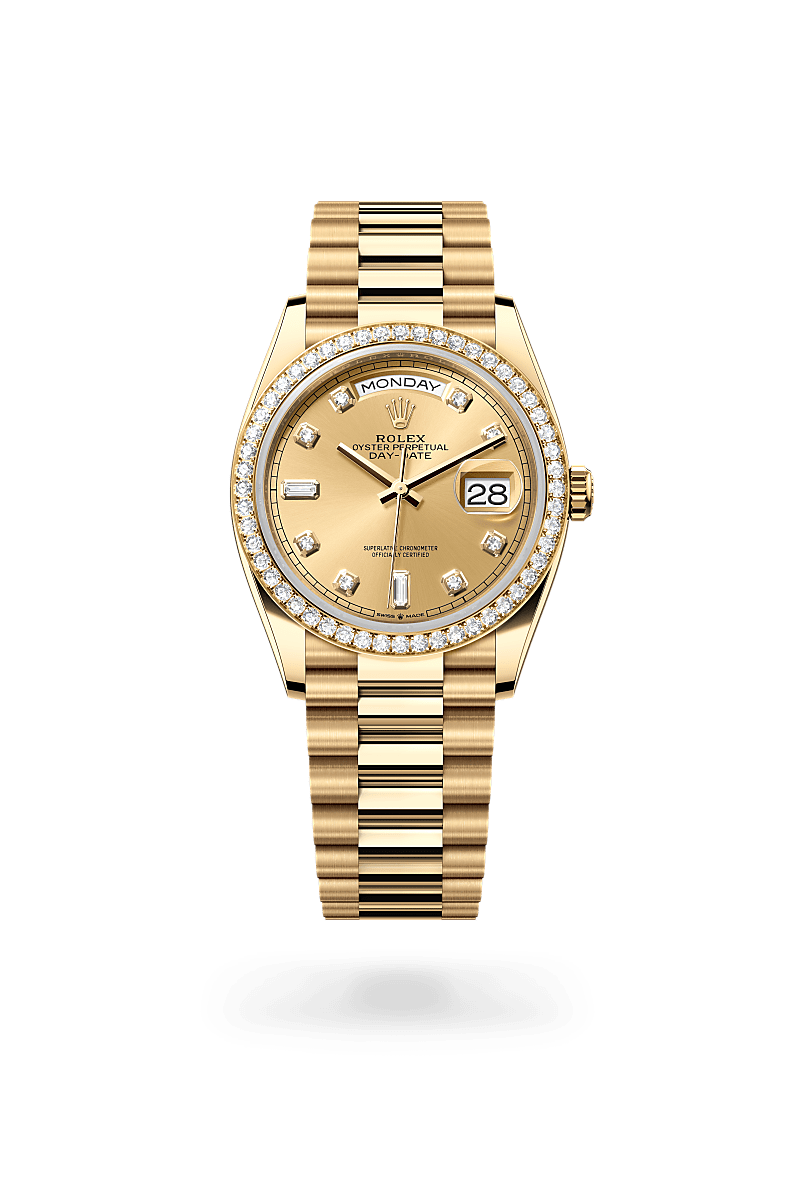 Rolex Day-Date 36 Herrenuhr (M128348RBR-0008) Oyster, 36 mm, Gelbgold mit Diamanten