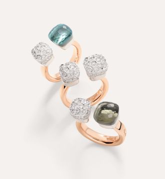 NUDO rings with diamonds, sky blue topaz and prasiolite by Pomellato (2)